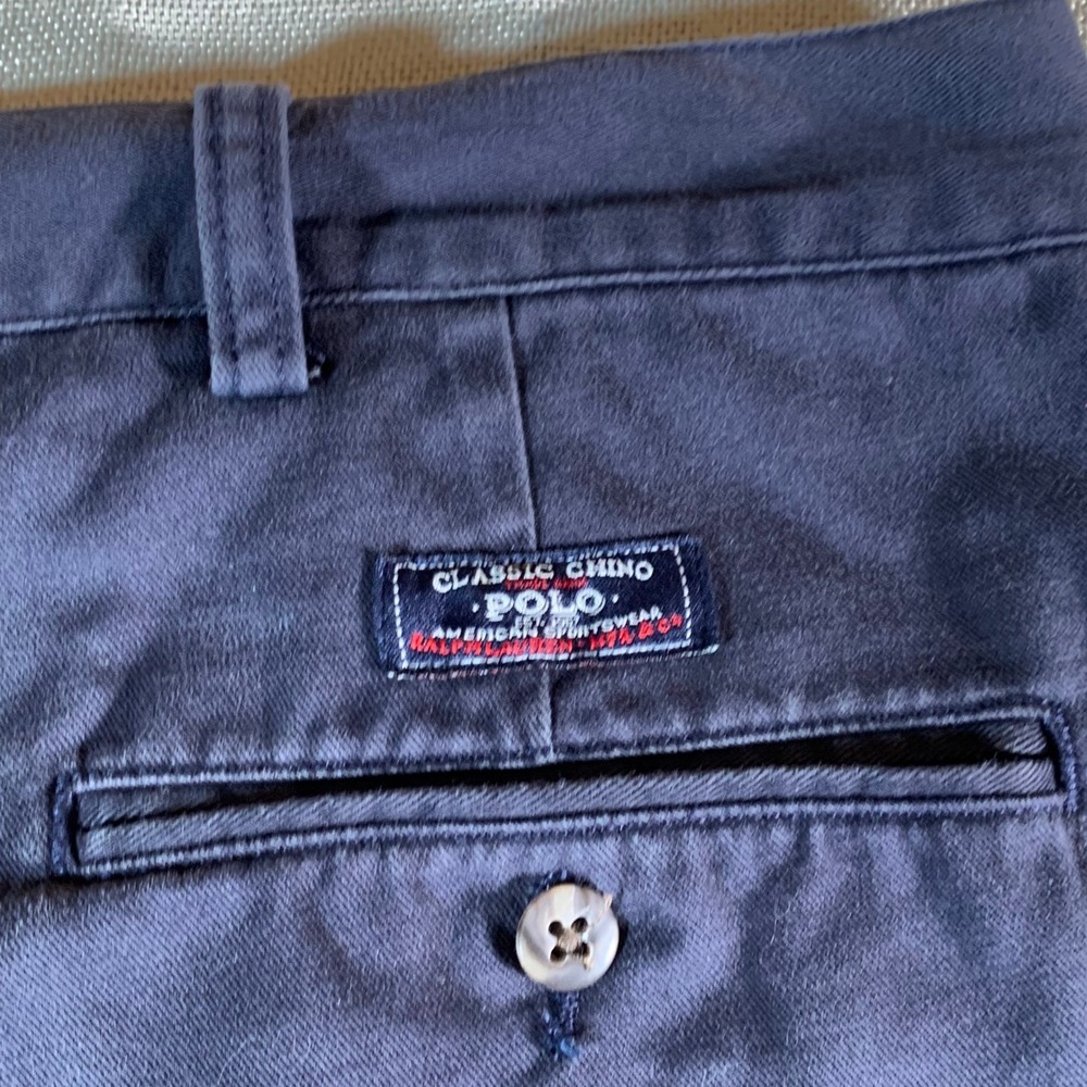 Polo Ralph Lauren Tyler Short Mens 40 Navy Blue Pleated Chino Cotton Shorts‎ - Picture 9 of 10
